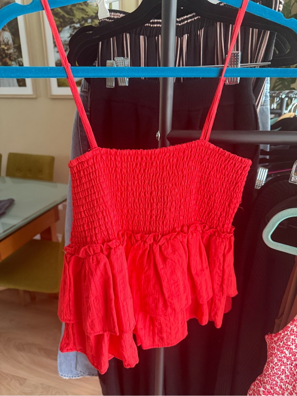 BB Dakota Red Smocked Ruffle Cami Top - Women's